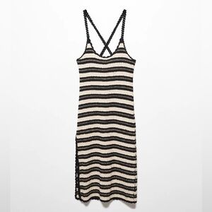 Mango Striped Crochet Dress - Size L - NWT